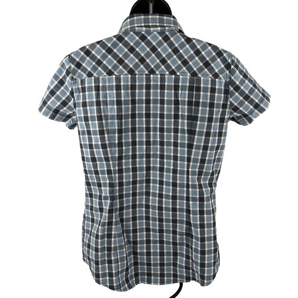 New Women’s Wrangler Riggs Workwear Button Down SS Shirt Small NWT Plaid Blue - Picture 8 of 8